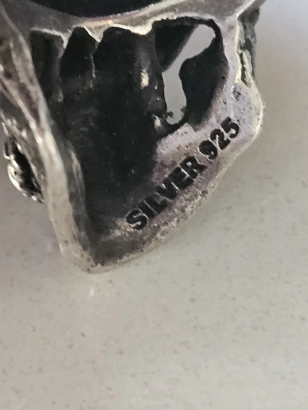 Massive Mens Vintage 925 Sterling Silver Skull Biker Ring Size 13.5